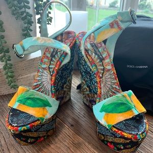 Dolce & Gabbana Wrap Wedge Sandals